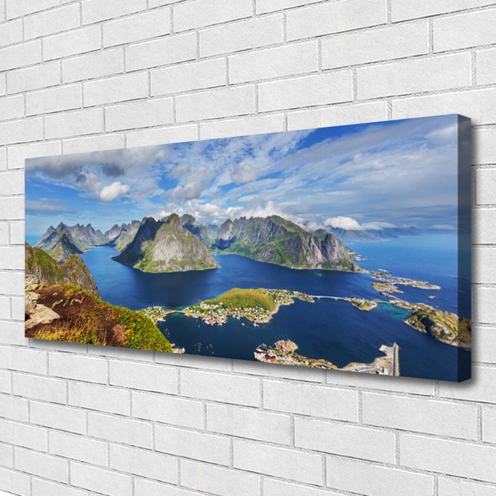 Impression sur Toile Paysage Rocher Baie 125x50 cm Finition Galerie d'Art