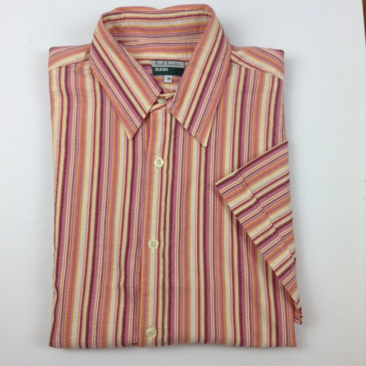 Chemise Paul Smith Homme Manches Courtes - Henley Rayé Bleu - Taille M Coton/Madal