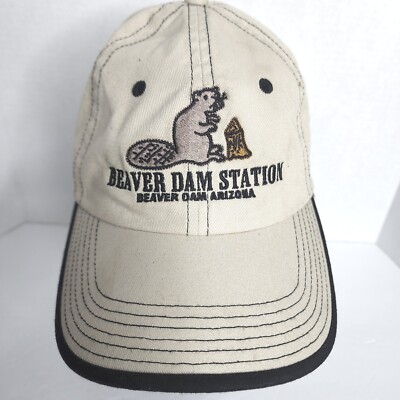 EMBROIDERED Beaver Dam Arizona Hat Adult One Size Adjustable Strapback Tan Black