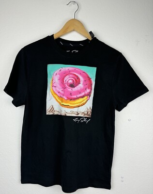 KENNY SCHARF Delectable Donut Black Graphic T Shirt Youth LG Rare Streetwear