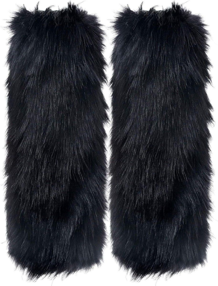 Zecmos Leg Warmers Women Faux Fur Fuzzy Long Boots Shoes Cuff