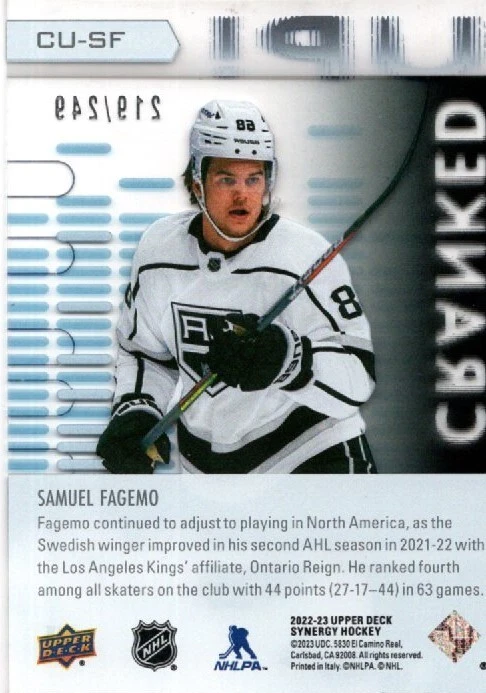 Samuel Fagemo Los Angeles Kings 2022-23 Upper Deck Synergy Cranked Up/249 CU-SF - Image 2 of 2