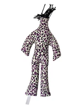 Dammit Doll Stress Relief Purple Cloth Leopard Print Black Hair 12" Plush Doll