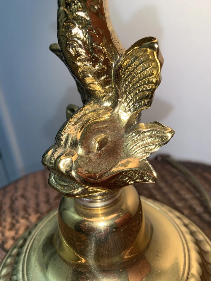 Lámpara PAUL HANSON KOI FISH Vieira Concha Marina LATÓN Rara con Pantalla Foto 4 de 4