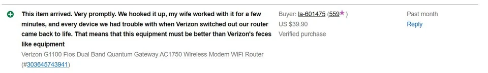 Verizon G1100 Fios Dual Band Quantum Gateway AC1750 Wireless Modem WiFi Router  - Image 4 of 4