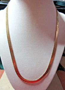 Authentic Necklace 14K GP (Gold Plated) 20” 5mm Flat Snake Pattern Marked on Clasp Loop