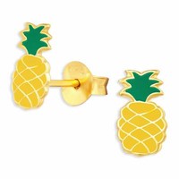Ananas Ohrringe Ohrstecker 925 Silber Gold Kinder Damen MäDchen Schmuck