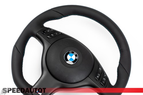 Tausch Abgeflacht Lederlenkrad für BMW M-Power E46 E39 Lenkrad Schwarz Blende - Bild 8 von 10