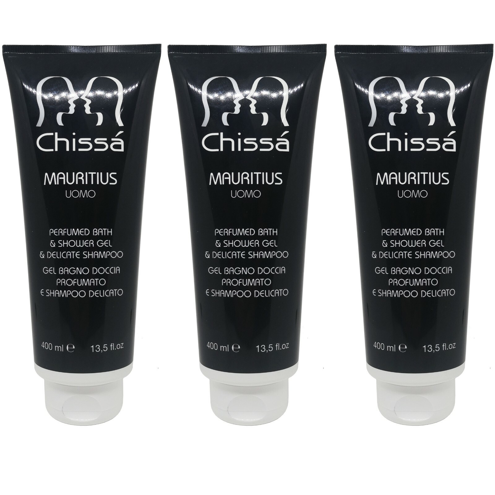 3 pezzi CHISSÀ MAURITIUS Gel Bagno Doccia Profumato e Shampoo Shower Gel 400ml