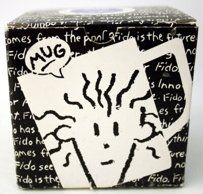 RARE VINTAGE 1985 FIDO DIDO DOODLES PORCELAIN MUG RETRO KITCHEN NEW NOS !