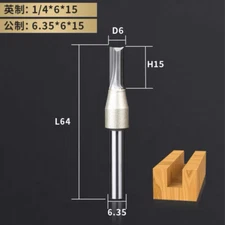 6mm x 15mm CNC Straight Router Bit Woodwork Engraving Tool End Mill 1/4" Shank
