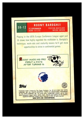 2022-23 Topps Chrome UEFA Club Competitions '59 Topps #5912 Roony Bardghji RC - Picture 2 of 2