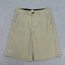 Under Armour Match Play Golf Shorts Boys 14 Khaki Tan Stretch Performance Chino