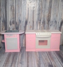 1996 Mattel Barbie Pink  White Kitchen Stove And Sink With Dishwasher Lot Of 2