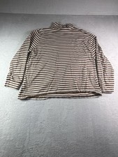 Lands End Women  s XL 18 Mock Turtleneck Cotton Striped Casual Versatile Cozy