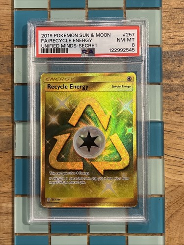 GRADED 8 2019 Pokemon Sun & Moon FA/Recycle Energy Unified Minds-Secret #257 
