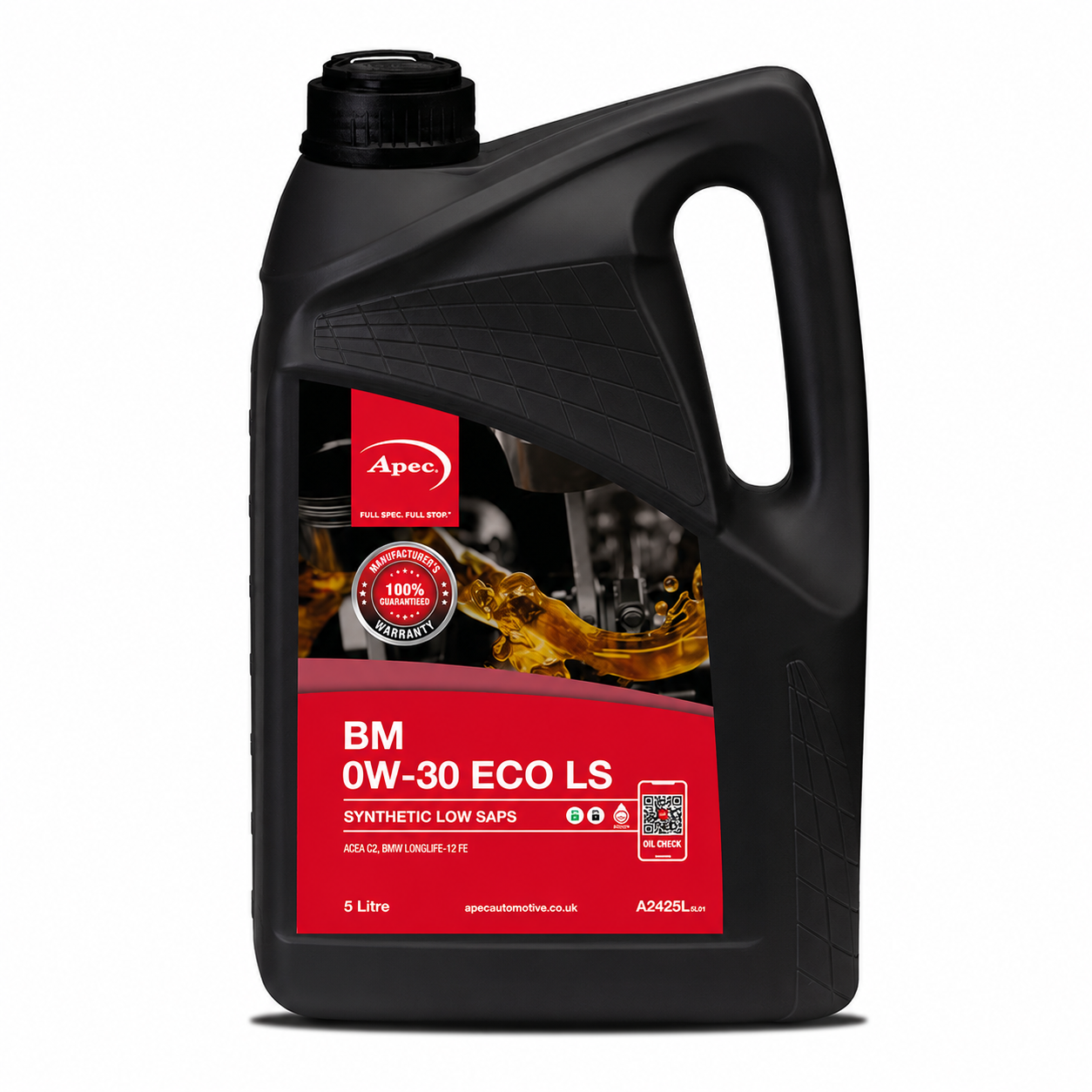 APEC BM 0W-30 ECO LS Fully Synthetic Engine Oil 5L | ACEA C2 BMW LL-12 FE