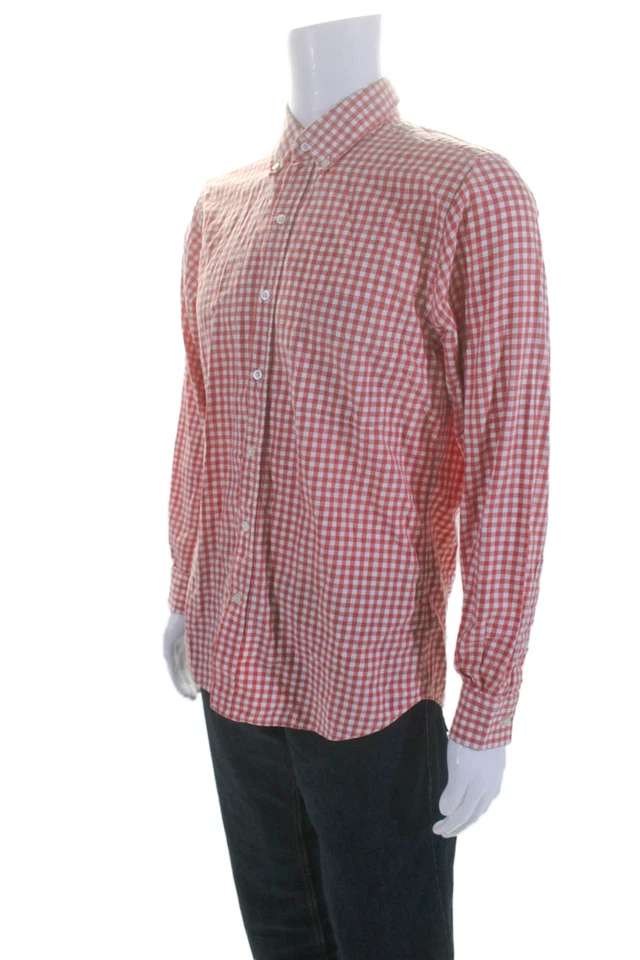 J. Mclaughlin Mens Cotton Plaid Button Down Shirt Red Size M - Image 2 of 4