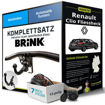 Für RENAULT Clio IV Typ BH Anhängerkupplung abnehmbar +eSatz 13pol 2012-2016 AHK
