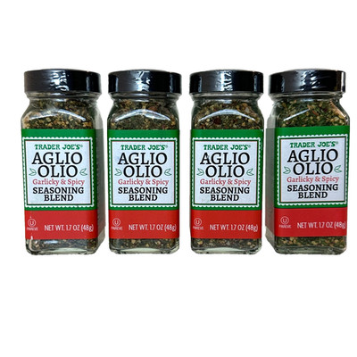 4 Pack Trader Joe's Aglio Olio Garlicky & Spicy Seasoning Blend 1.7 Oz Each