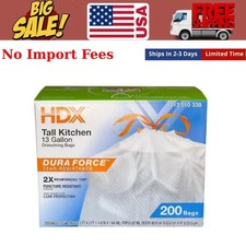 13 Gallon Fresh Scent Tall Kitchen Trash Bags with Drawstring, 200-Count