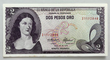 2 Pesos Oro Banknote 1976 Old Colombian World Paper Money (2 banknotes)
