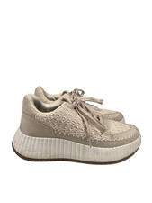 Dolce Vita Women's Beige Sandstone Knit Lace Up Platform Sneakers - 8