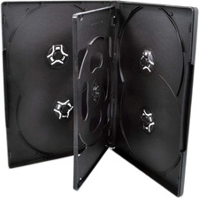 10 Pack Standard 14Mm Black Six 6 Disc DVD Cases with Double Sided Flip Tray