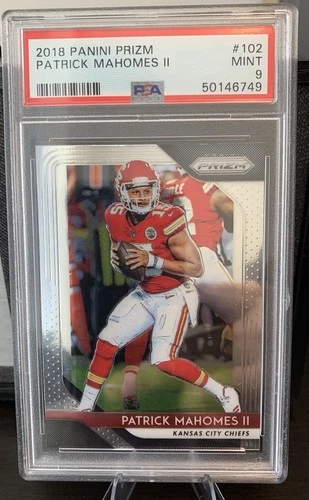 2018 Panini Prizm Football Card #102 Patrick Mahomes II Chiefs 2nd Year PSA 9
