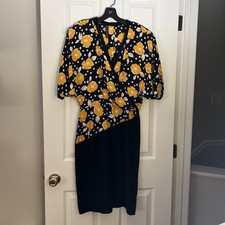 VINTAGE LOUIS FERAUD FLORAL PRINT DRESS size 8