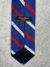 Brooks Brothers Makers USA Red White Blue Diagonal Stripe Silk Neck Tie Preppy