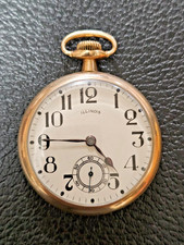 VINTAGE ILLINOIS 19 JEWEL 1919 GOLD FILL POCKET WATCH 14GF