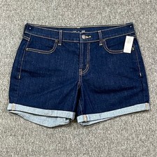 Old Navy Shorts Womens 6 Mid-Rise Denim Cuffed Dark Wash Stretch Roll Cuff - NEW