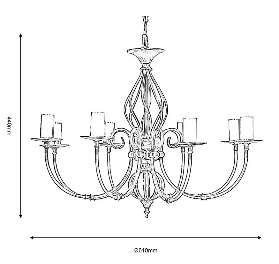 Ceiling Light Silver Tuscany 8 Antique Oaks Lighting 3380/8 AS - Image 2 of 2