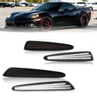Front & Rear White LED Side Marker Lights For 2005-2013 Chevy Corvette C6 Smoked