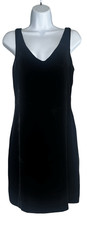 Lisa Ho Dress Womens 4 Black Silk Velvet Sheath Lined Little Black Dress Party