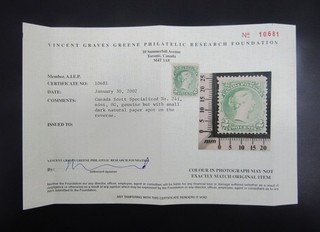 nystamps francobollo Canada # 24i come nuovo OG H $2000 verde smeraldo certificato G21x018
