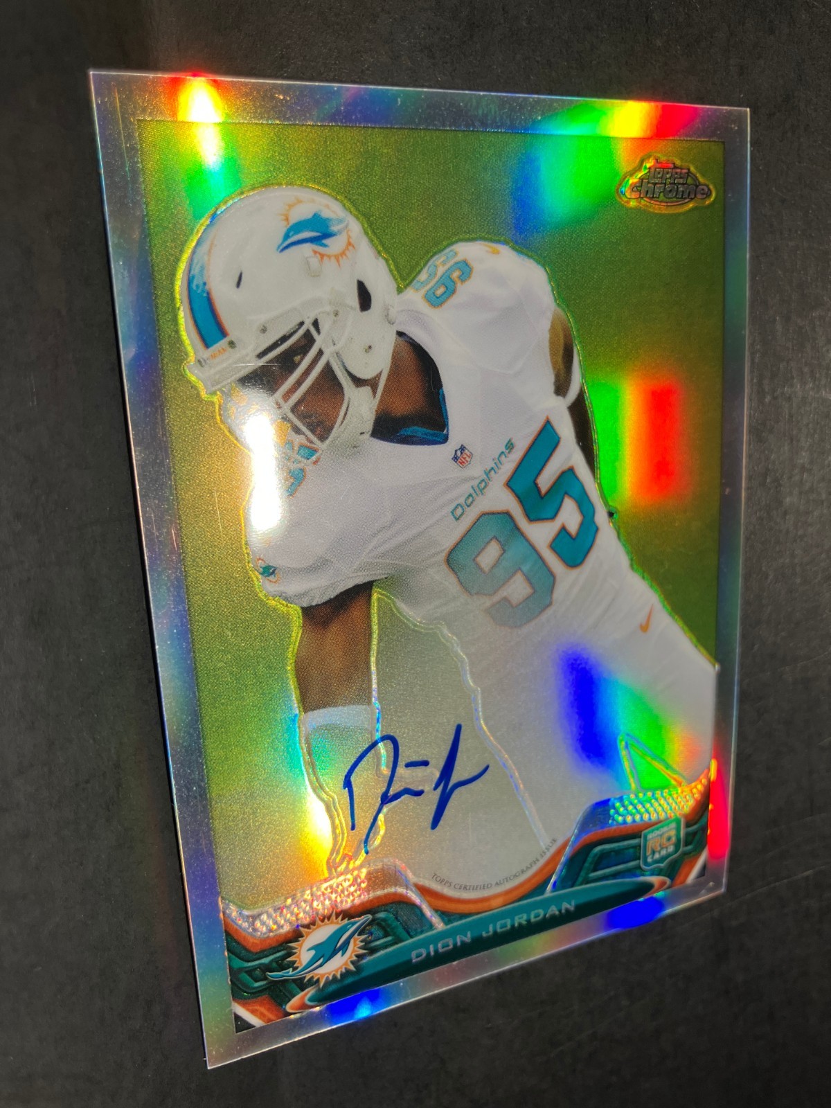 2013 TOPPS CHROME ROOKIE AUTOGRAPH REFRACTOR VARIATION #121 DION JORDAN DOLPHINS