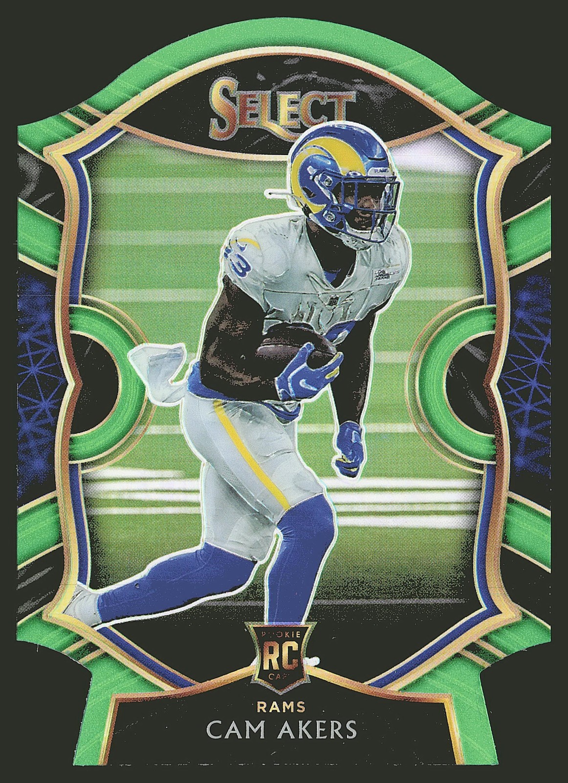 2020 Panini Select #55 Cam Akers Neon Green Prizm Die Cut RC