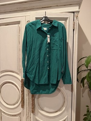 NWT Anthropologie Maeve The Bennet Button Down Shirt Sz Medium Green New $108