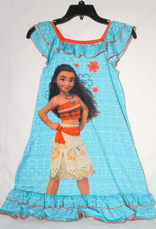 Disney Moana full length nightgown ruffled hemline pullover size 9/10