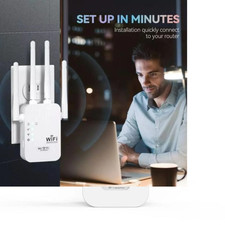   WiFi Extender 1200Mbps  Long-Range Booster with Dual Antennas, Ethernet Port-