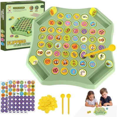 TOGETDREAM Flip Chess Memory Game, Animal Memory Match Game Easy Matching Chess Board Game