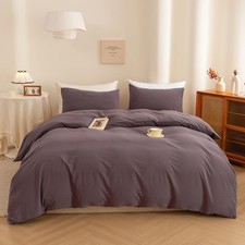 Duvet Cover Full Size 80 x90 3 Pieces Purple Cotton Washed ECOCOTT Durable Soft