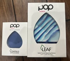 Pop Sonic LEAF & LEAFBUD Facial Cleansing Device Smooth Rejuvenate BLUE MARBLE