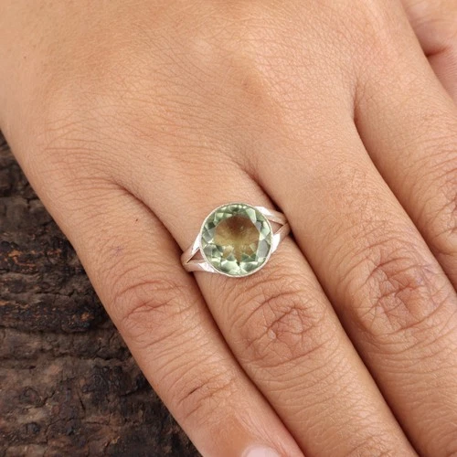 Green Amethyst Gemstone 925 Stamped Silver Jewelry Handmade Elegant Ring For Her