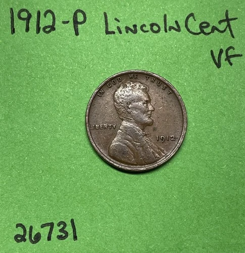 1912-P Lincoln Wheat Cent / Penny 1c Vf Very Fine See Pics