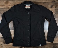 American Giant Sweater Jacket Womens Medium Black Snap Front Baseball Ladies