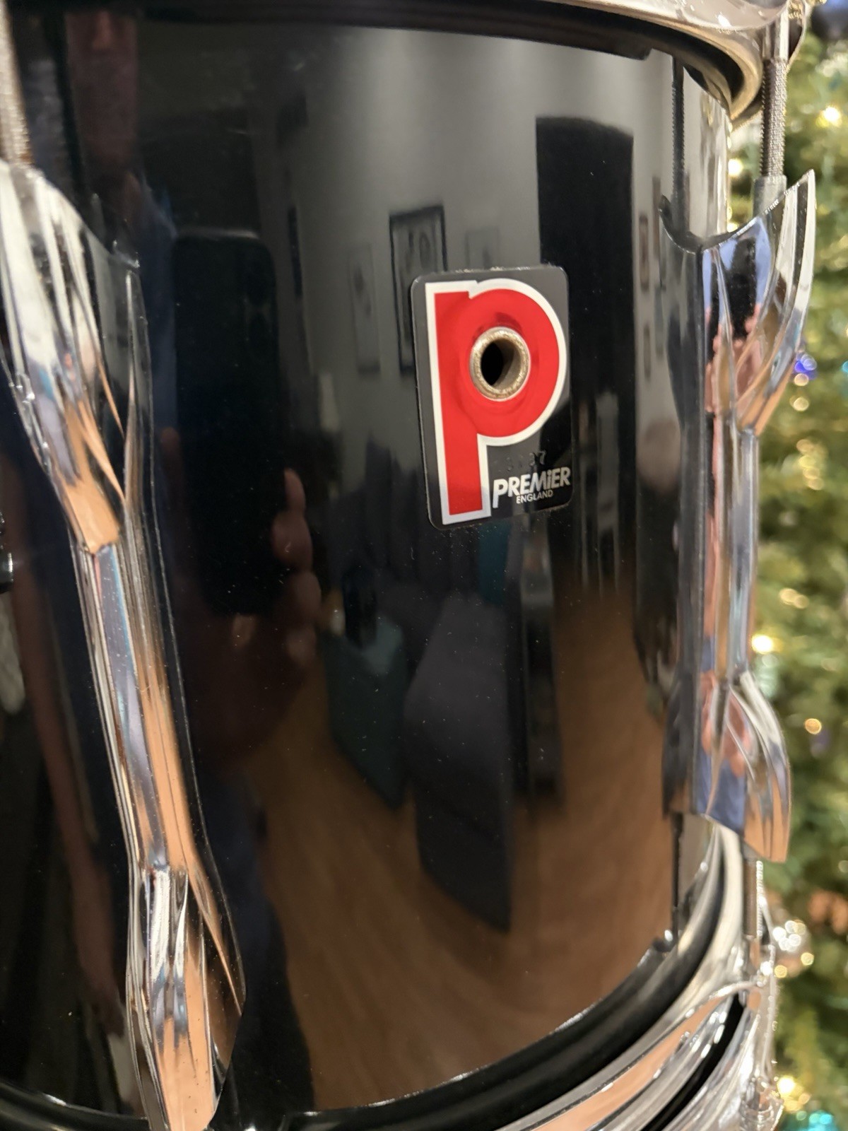 1990s Premier APK Series Drum Kit 5 Piece With XPK Snare Liquid Black Wrap