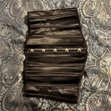 Black Satin like Lace-Up Underbust Corset Boned Hook Eye Eyelet Lace Size M
